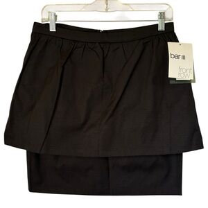 NWT Bar III Black Double Layer Mini Skirt Sz L Cotton Blend Retro Y2K Office